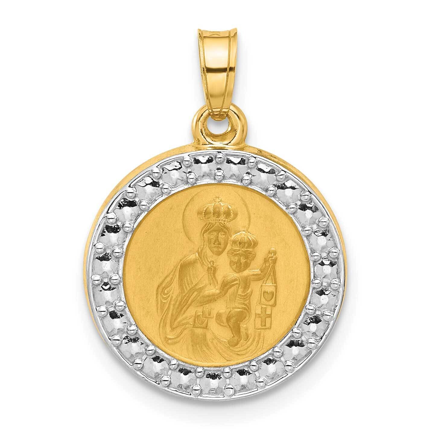 Hollow Our Lady Of Mt Carmel Medal 14k Gold White Rhodium  XR2104 by Men&#39;s Jewelry and Accessories,…