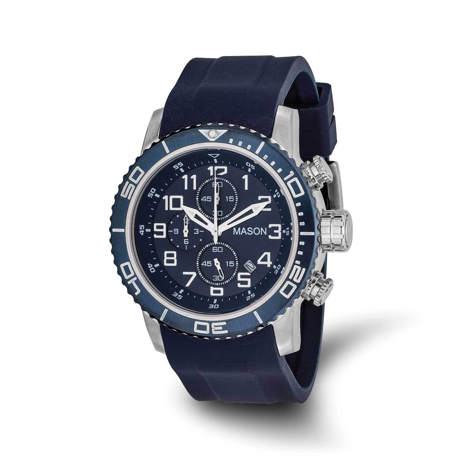 Mason Sales Chronograph Blue Silicone BDial Watch Stainless Steel XWA6541, MPN: XWA6541,