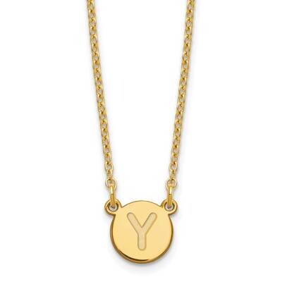 Gold-Plated Tiny Circle Block Letter Y Initial Necklace Sterling Silver XNA722GP/Y, MPN: XNA722GP/Y,