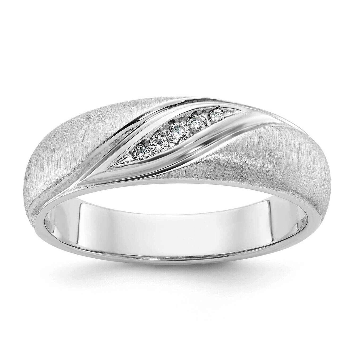 Ibgoodman Men&#39;s Polished Satin 1/15 Carat Aa Quality Diamond Ring 14k White Gold B09929-4WAA by IBG…