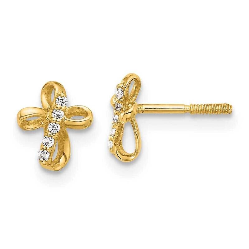 CZ Cross Post Earrings 14k Gold YE2226, MPN: YE2226,