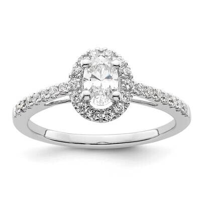 Halo Plus Holds 1/2 Carat 6X4mm Oval Center 1/4 Carat Diamond Semi-Mount Engagement Ring 14k White …