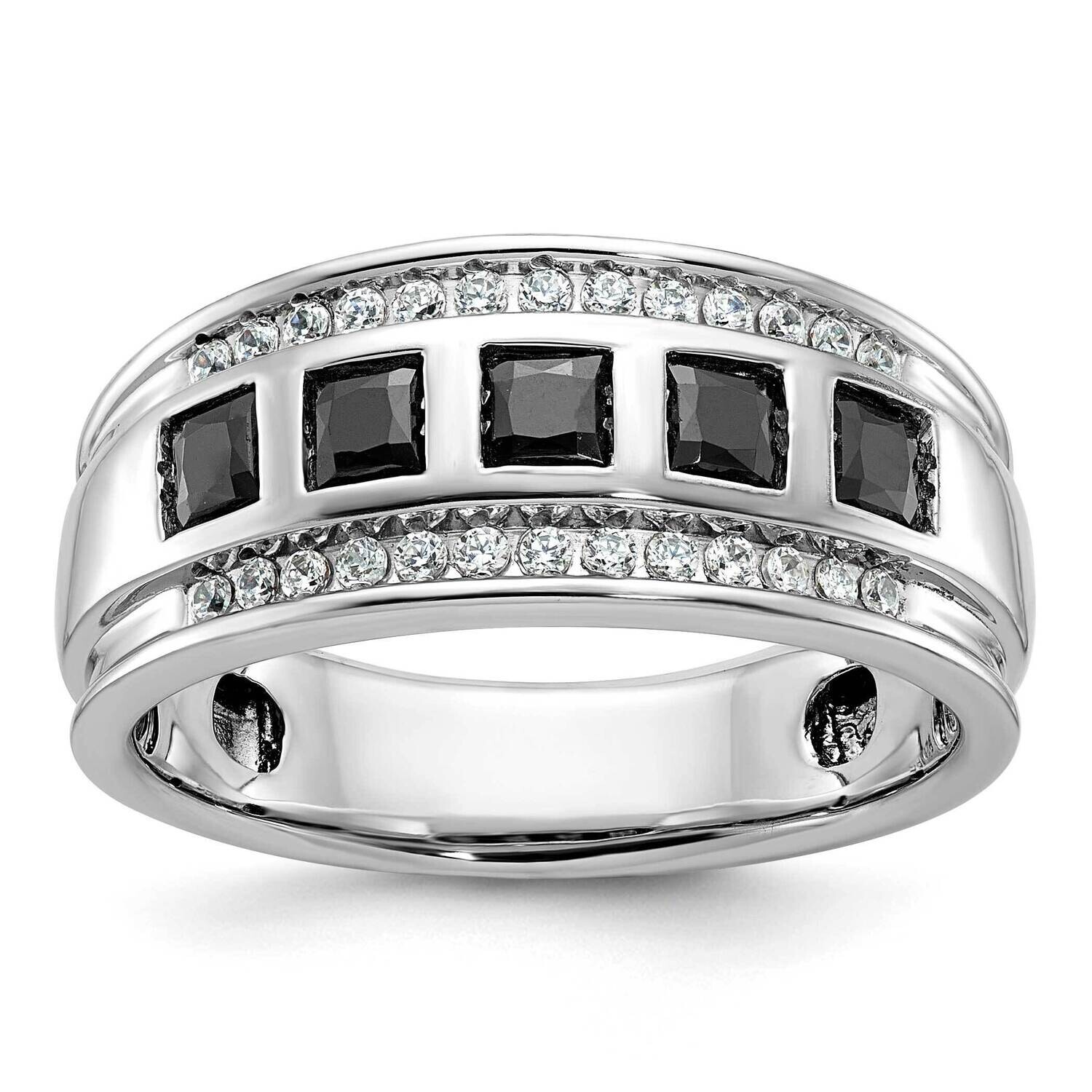 Ibgoodman Men&#39;s 1.5 Carat Black White Diamond Complete Ring 14k White Gold B64084A-4WAA by IBGoodma…