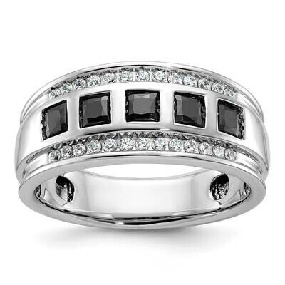 Ibgoodman Men&#39;s 1.5 Carat Black White Diamond Complete Ring 14k White Gold B64084A-4WAA by IBGoodma…