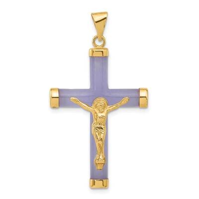 Lavender Jade Crucifix Pendant 14k Gold XR890, MPN: XR890, 733526700153