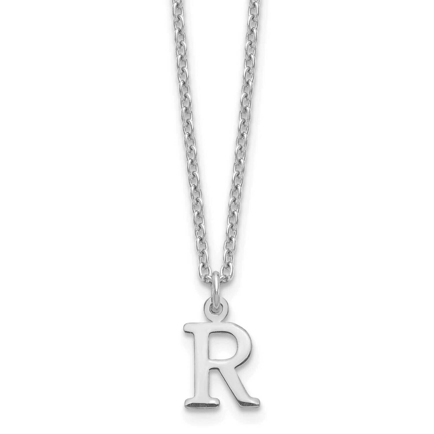 Cutout Letter R Initial Necklace Sterling Silver Rhodium-Plated XNA727SS/R