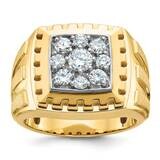 Ibgoodman Men&#39;s Polished Satin Grooved 1 Carat Aa Quality Diamond Cluster Ring 14k Two-Tone Gold B5…