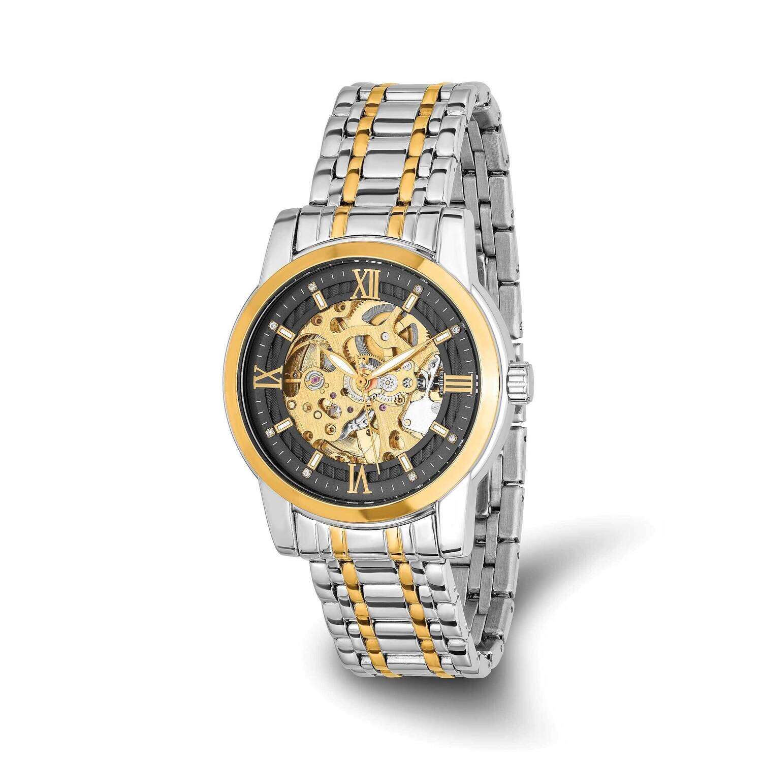 Mason Sales Two-Tone Gold-Plated Crystal Skeleton Movement Stainless Steel XWA6491, MPN: XWA6491,