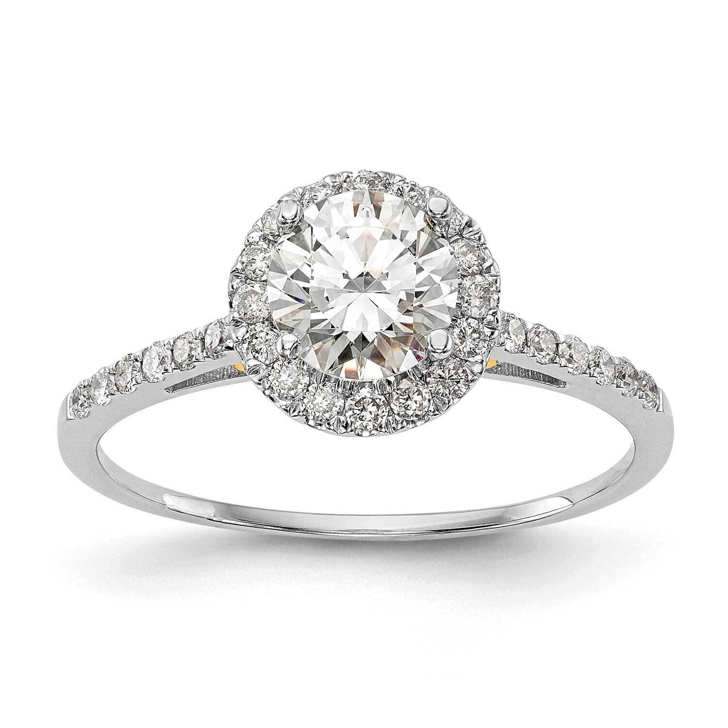 Halo Holds 1/2 Carat 5.2mm Round Center 1/4 Carat Diamond Semi-Mount Engagement Ring 14k Two-Tone G…
