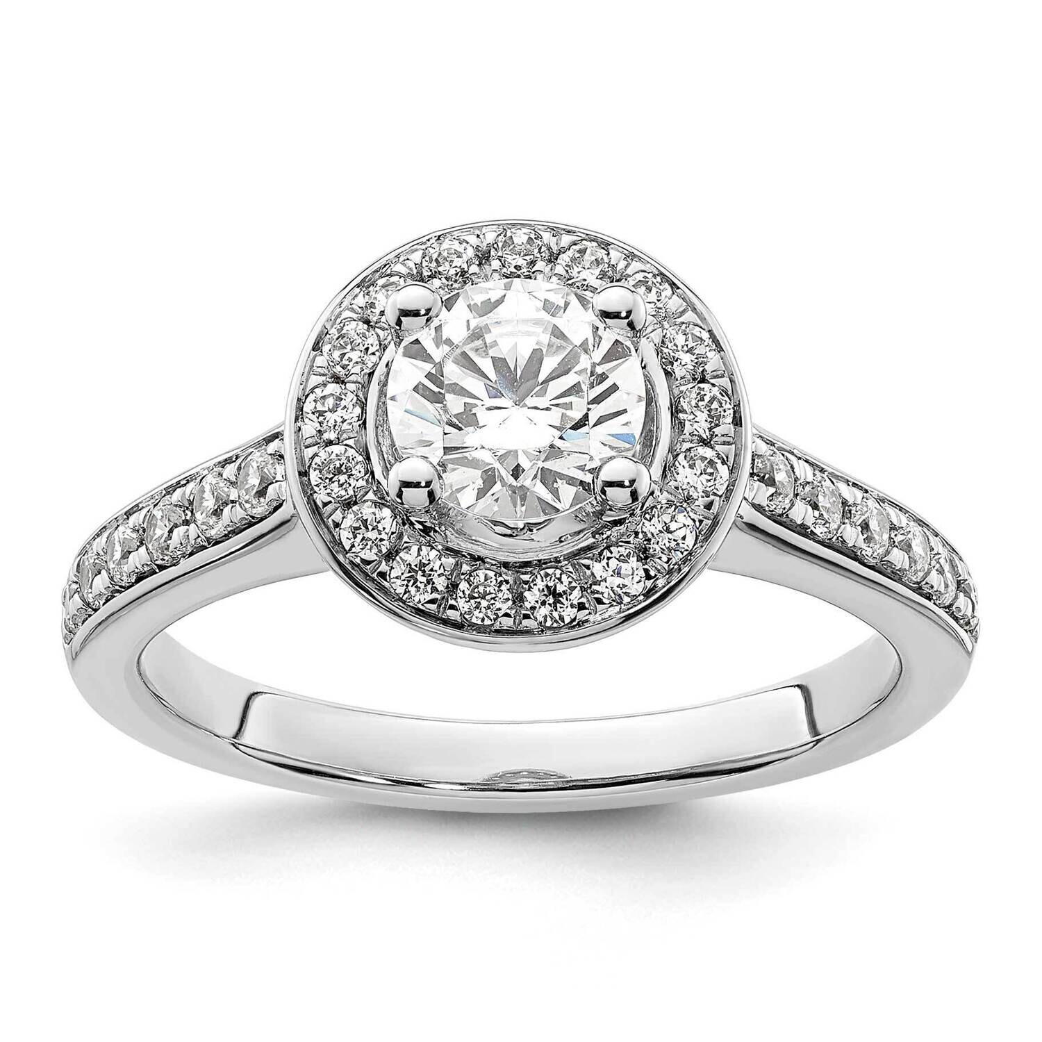 Halo Plus Holds 3/4 Carat 5.8mm Round Center 3/8 Carat Diamond Semi-Mount Engagement Ring 14k White…