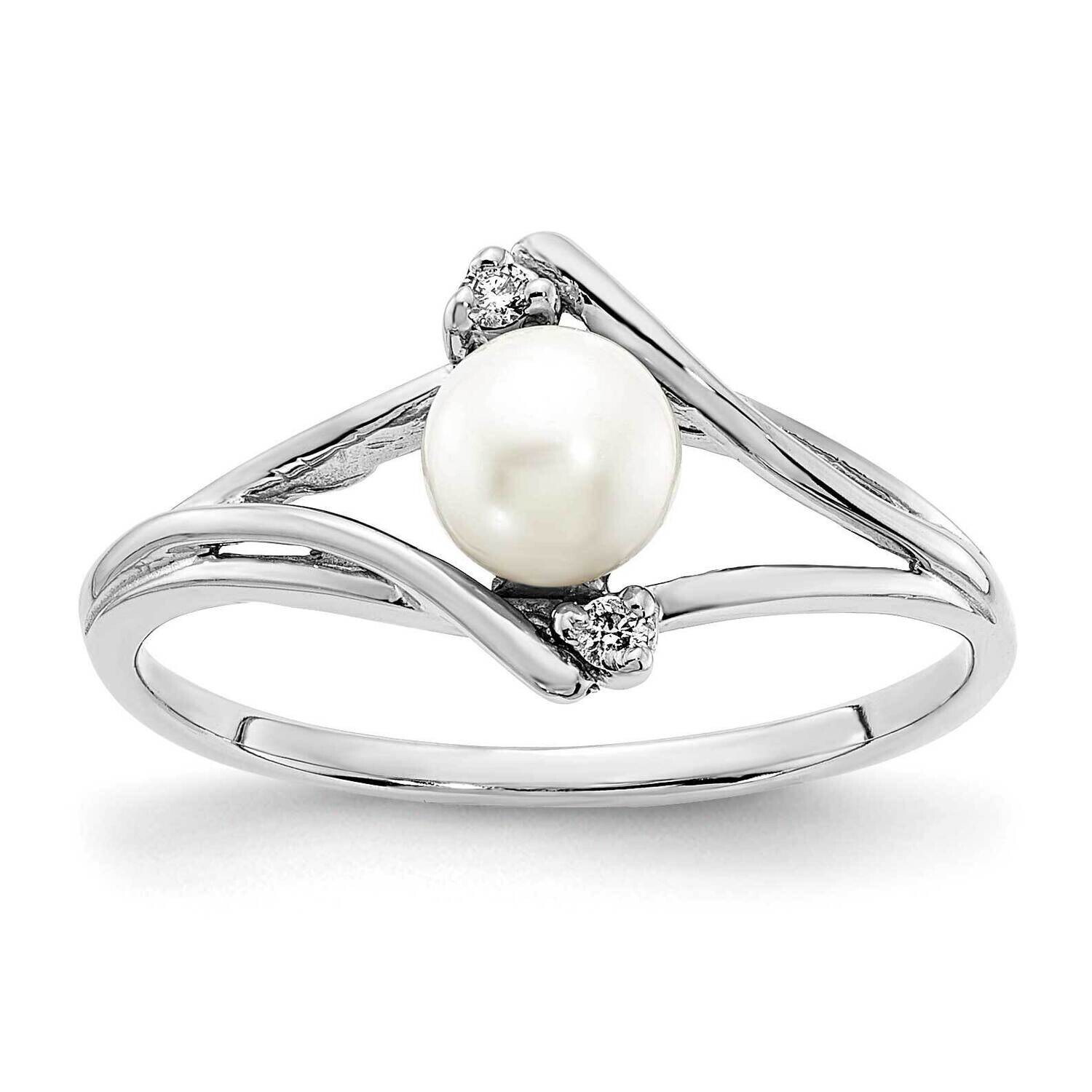 5mm Fw Cultured Pearl Aaa Diamond Ring 14k White Gold Y1882PL/AAA, MPN: Y1882PL/AAA, 196904004579