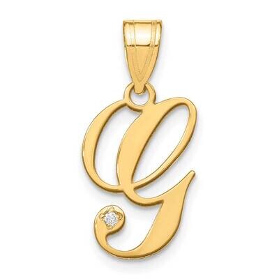 Script Letter G Initial Pendant Diamond 14k Gold YC252G, MPN: YC252G,