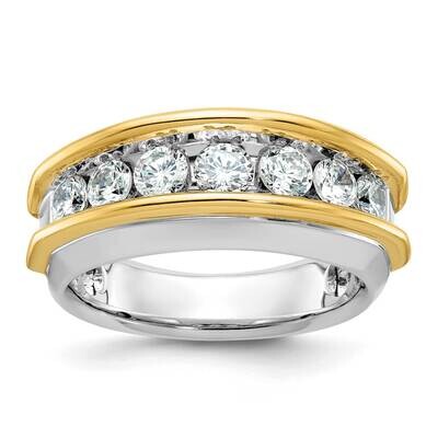 Ibgoodman Men&#39;s Polished 7-Stone 1 1/5 Carat Aa Quality Diamond Ring 14k Two-Tone Gold B63518-4WYAA…