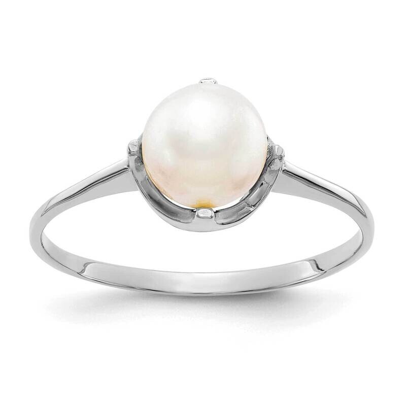 6.5mm Fw Cultured Pearl Ring 14k White Gold Y1927PL