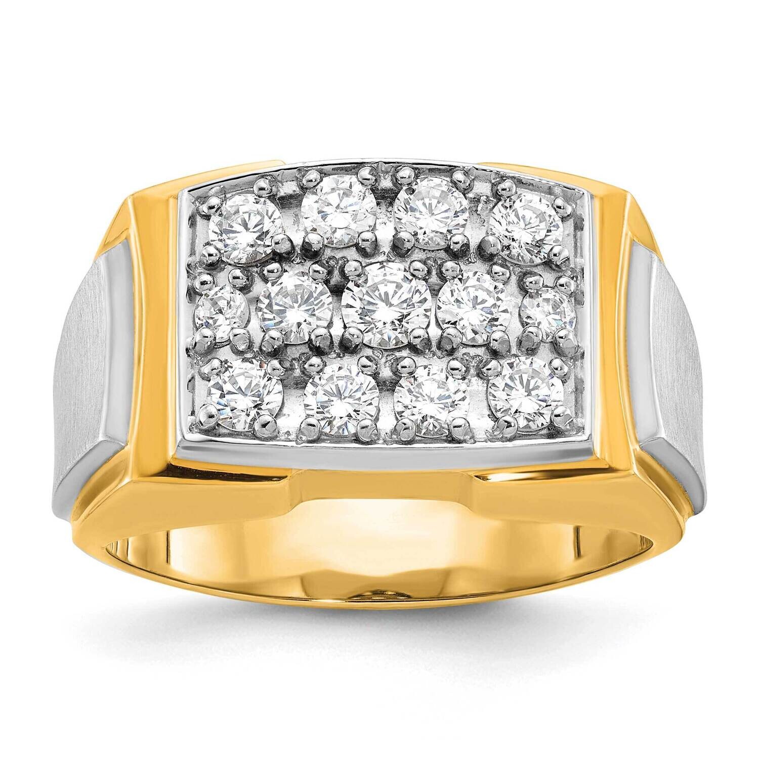 Ibgoodman Men&#39;s Polished Satin 1 Carat Aa Quality Diamond Cluster Ring 14k Two-Tone Gold B58219-4WY…