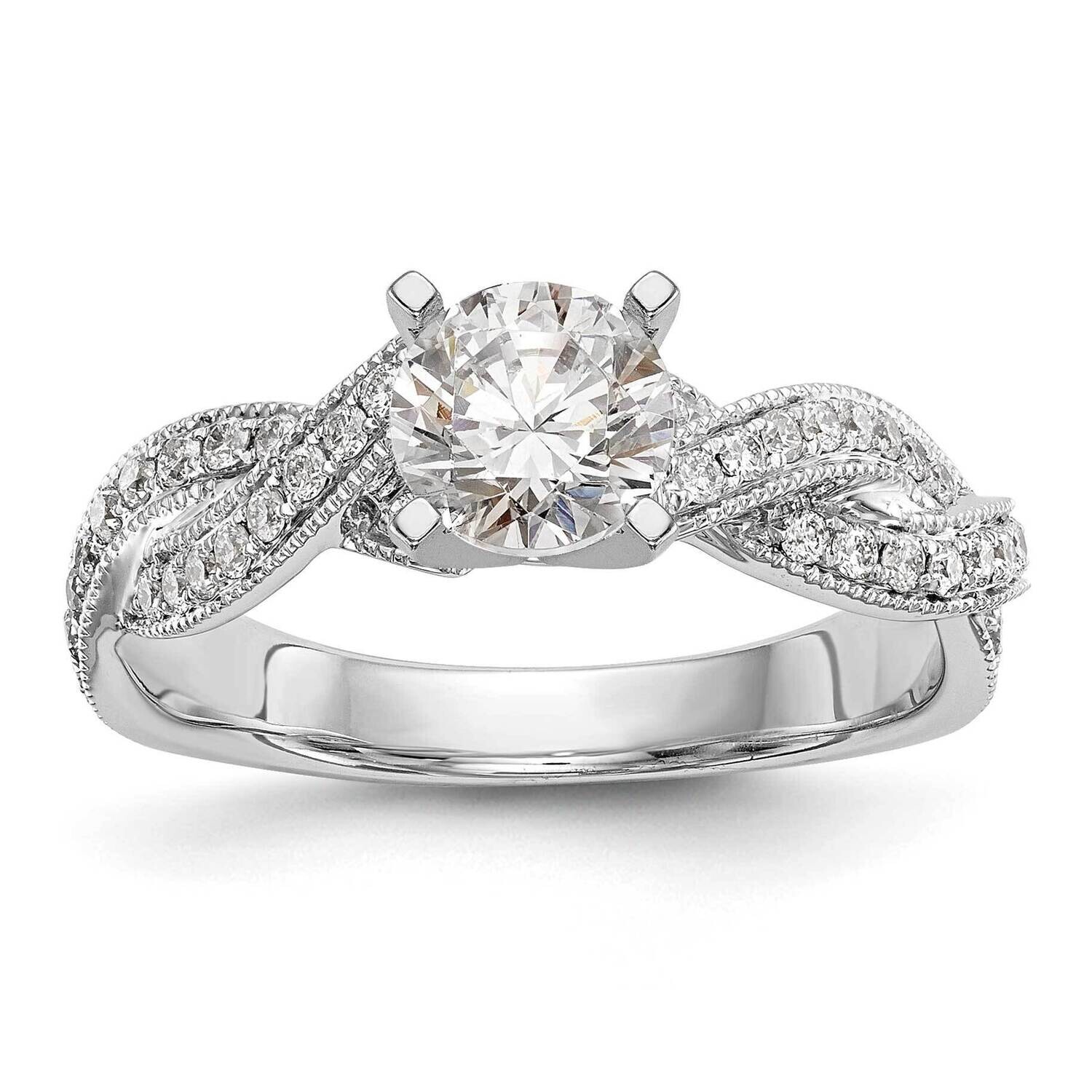 Criss-Cross Peg Set 3/8 Carat Diamond Semi-Mount Engagement Ring 14k White Gold RM2572E-040-WAA, MP…