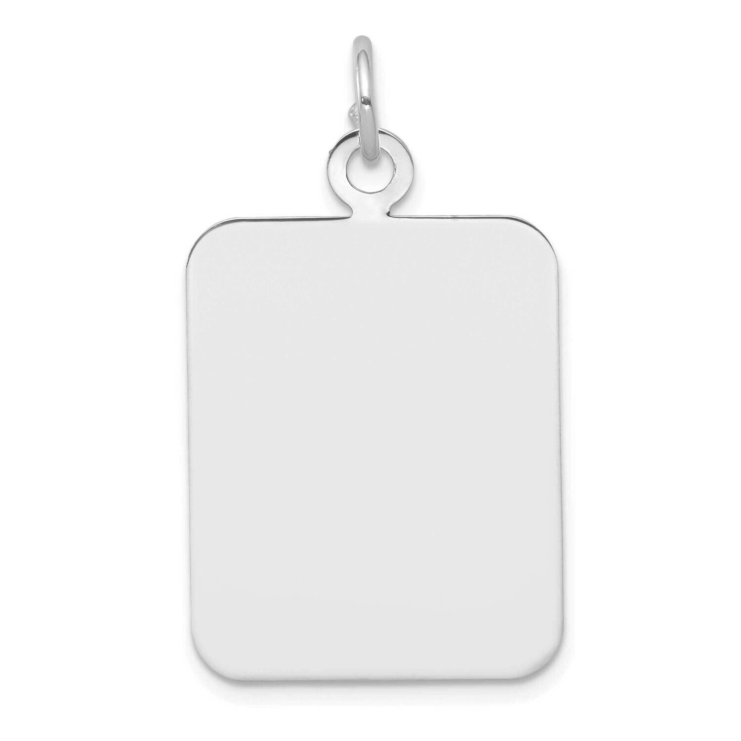 Plain Rectangular .018 Gauge Engravable Disc Charm 14k White Gold XWM320/18, MPN: XWM320/18,