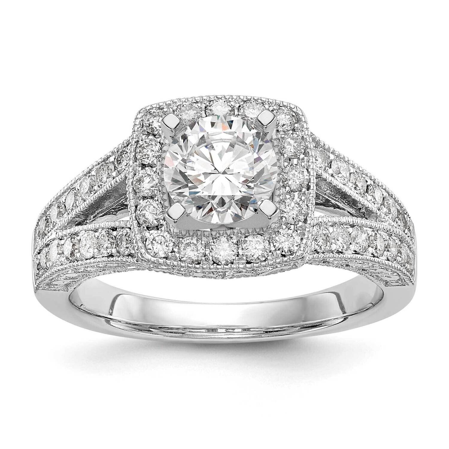 Halo Plus Peg Set 5/8 Carat Diamond Semi-Mount Engagement Ring 14k White Gold RM2225E-062-WAA, MPN:…
