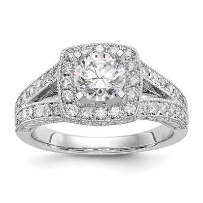 Halo Plus Peg Set 5/8 Carat Diamond Semi-Mount Engagement Ring 14k White Gold RM2225E-062-WAA, MPN:…