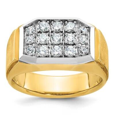 Ibgoodman Men&#39;s Polished Satin 1 Carat Aa Quality Diamond Cluster Ring 14k Gold White Rhodium B5880…