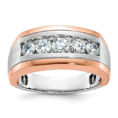 Ibgoodman Rose Gold Men&#39;s Polished Satin 5-Stone 1 Carat Aa Quality Diamond Ring 14k White Gold B63…