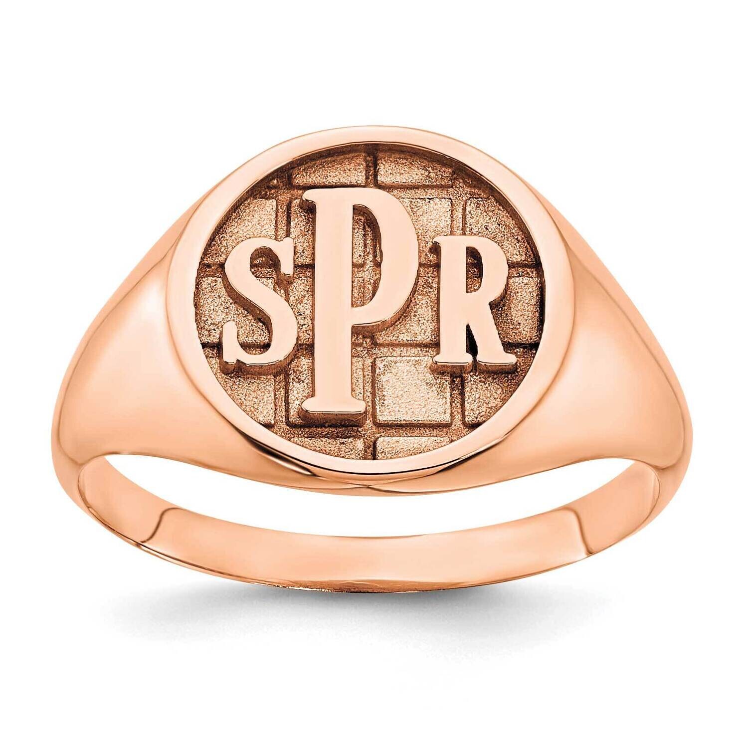Rose-Plated Polished Monogram Signet Ring Sterling Silver XNR49RP, MPN: XNR49RP,