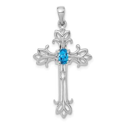 5X3mm Oval Blue Topaz Cross Pendant 14k White Gold XP1775WBT, MPN: XP1775WBT, 883957999869