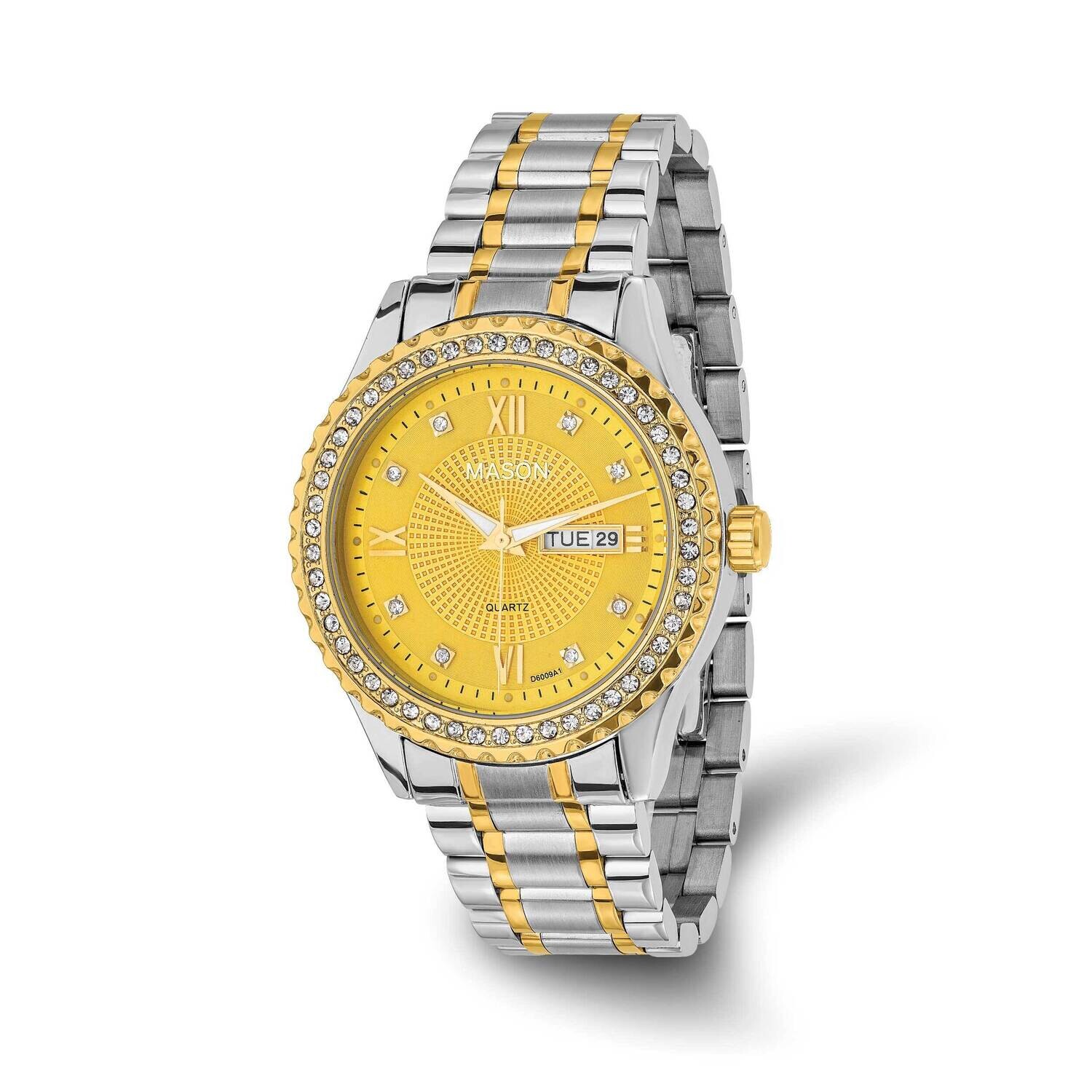 Mason Sales Two-Tone Gold-Plated Crystal Bezel Watch Stainless Steel XWA6534