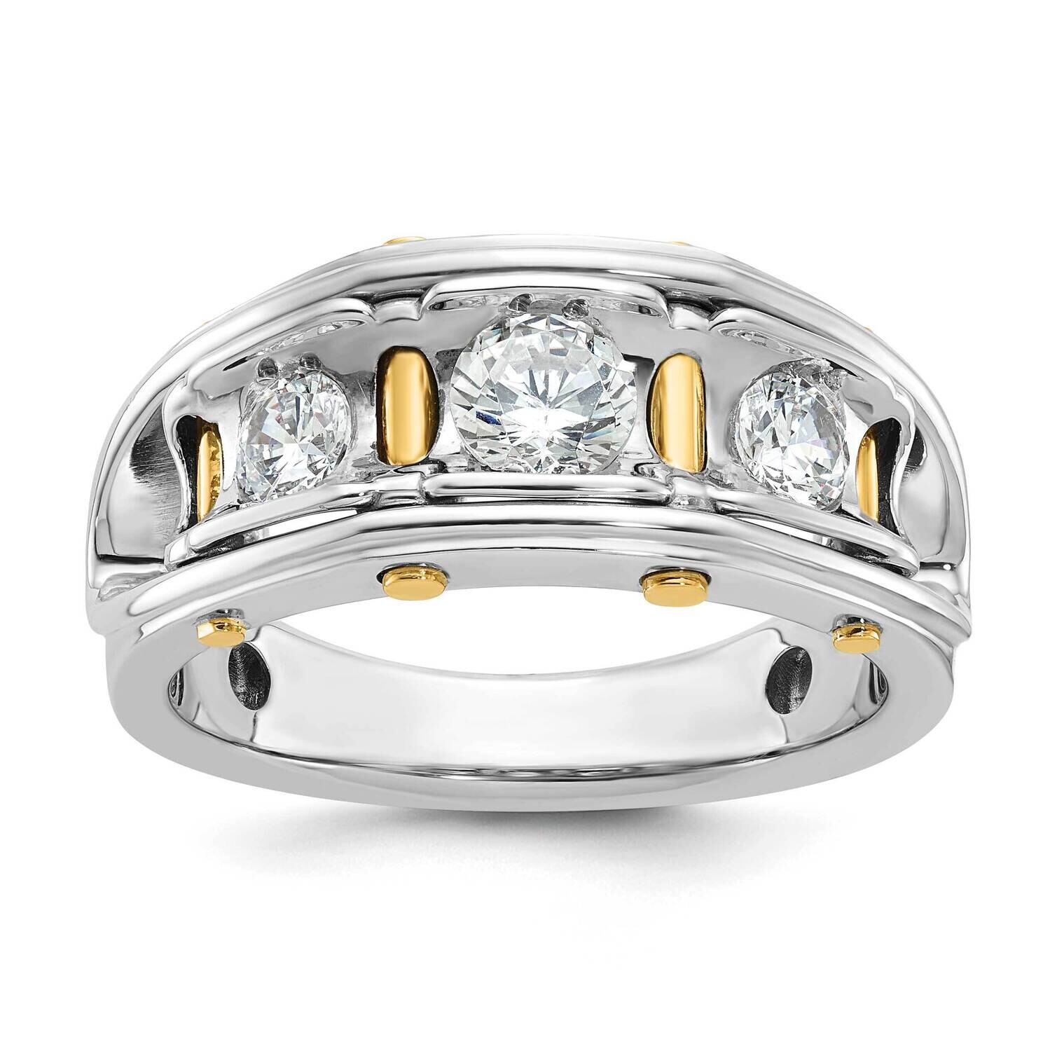 Ibgoodman Men&#39;s Polished 3-Stone 1 Carat Aa Quality Diamond Ring 14k Two-Tone Gold B64091-4WYAA by …
