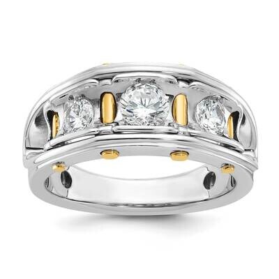 Ibgoodman Men&#39;s Polished 3-Stone 1 Carat Aa Quality Diamond Ring 14k Two-Tone Gold B64091-4WYAA by …