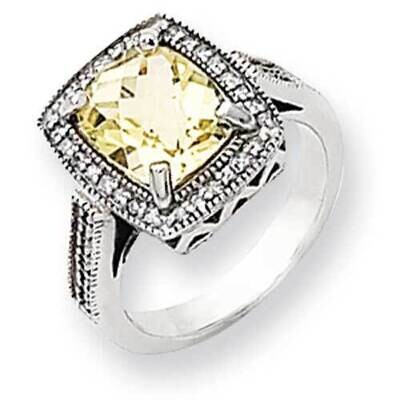 Lemon Quartz Diamond Ring 14k White Gold Y4963LQ/A, MPN: Y4963LQ/A,