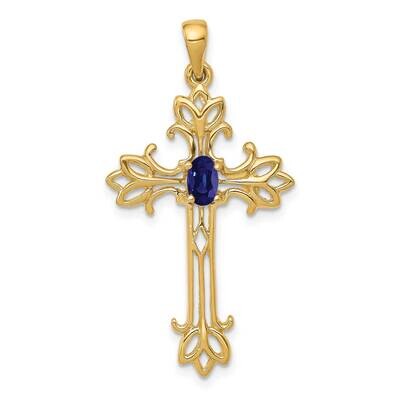 5X3mm Oval Sapphire Cross Pendant 14k Gold XP1775S, MPN: XP1775S, 883957237558