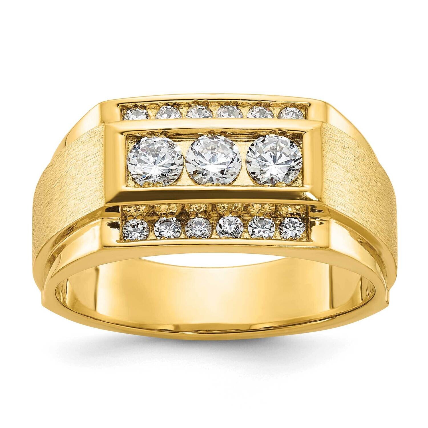 Ibgoodman Men&#39;s Polished Satin 3-Row 3/4 Carat Aa Quality Diamond Ring 14k Gold B58017-4YAA by IBGo…