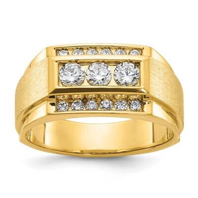 Ibgoodman Men&#39;s Polished Satin 3-Row 3/4 Carat Aa Quality Diamond Ring 14k Gold B58017-4YAA by IBGo…