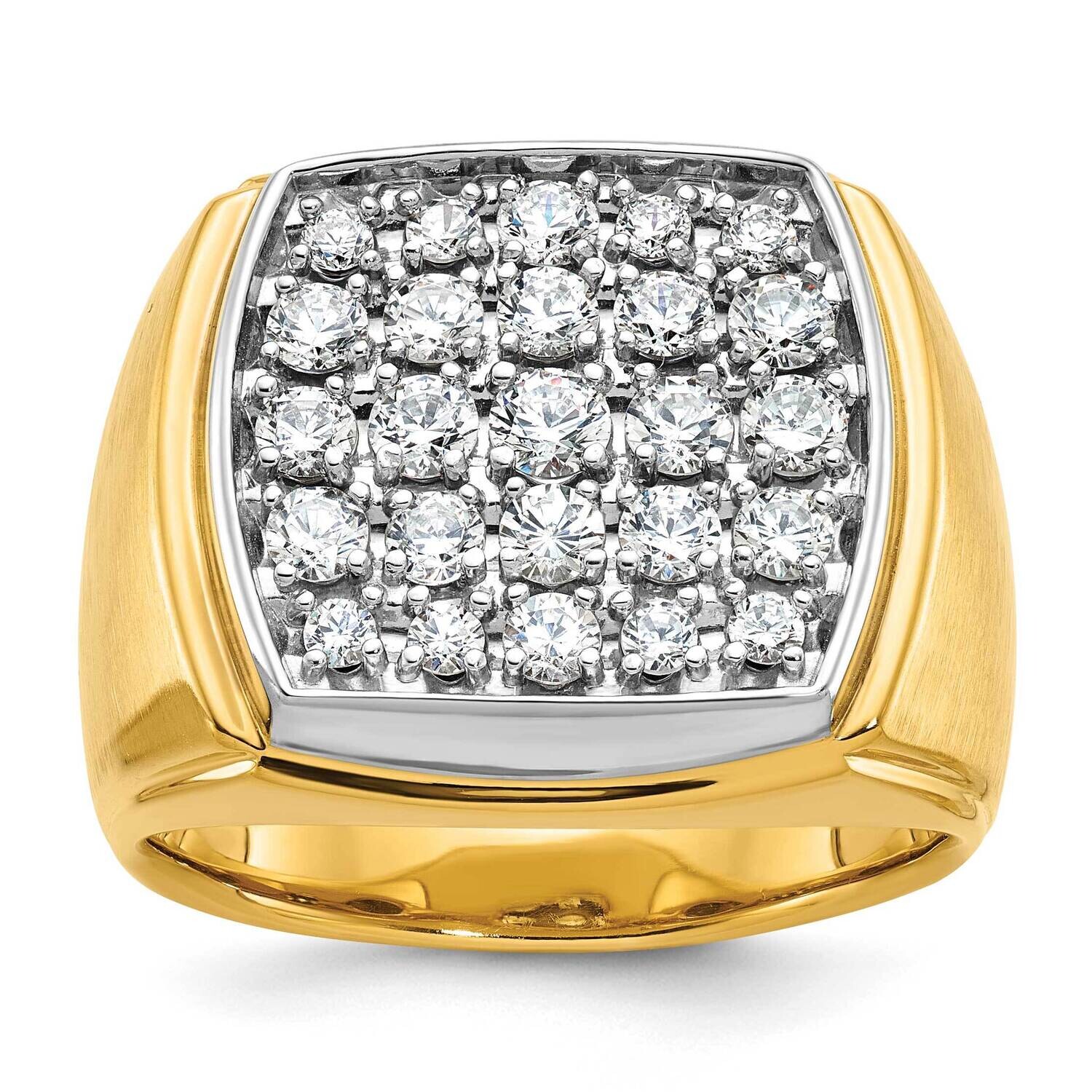 Ibgoodman Men&#39;s Polished Satin 1 5/8 Carat Aa Quality Diamond Cluster Ring 14k Two-Tone Gold B58828-4YAA