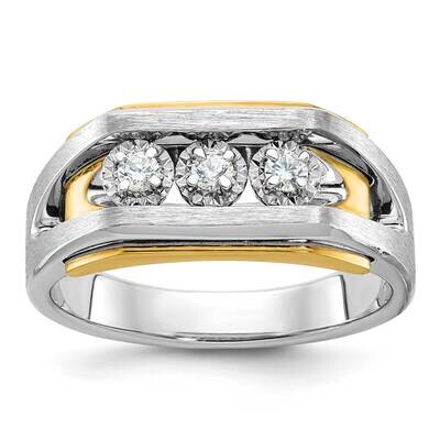 Ibgoodman Men&#39;s Polished Satin Cut-Out 3-Stone 1/3 Carat Aa Quality Diamond Ring 14k Two-Tone Gold …