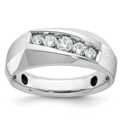 Ibgoodman Men&#39;s Polished Satin 5-Stone 1/2 Carat Aa Quality Diamond Ring 14k White Gold B63120-4WAA…