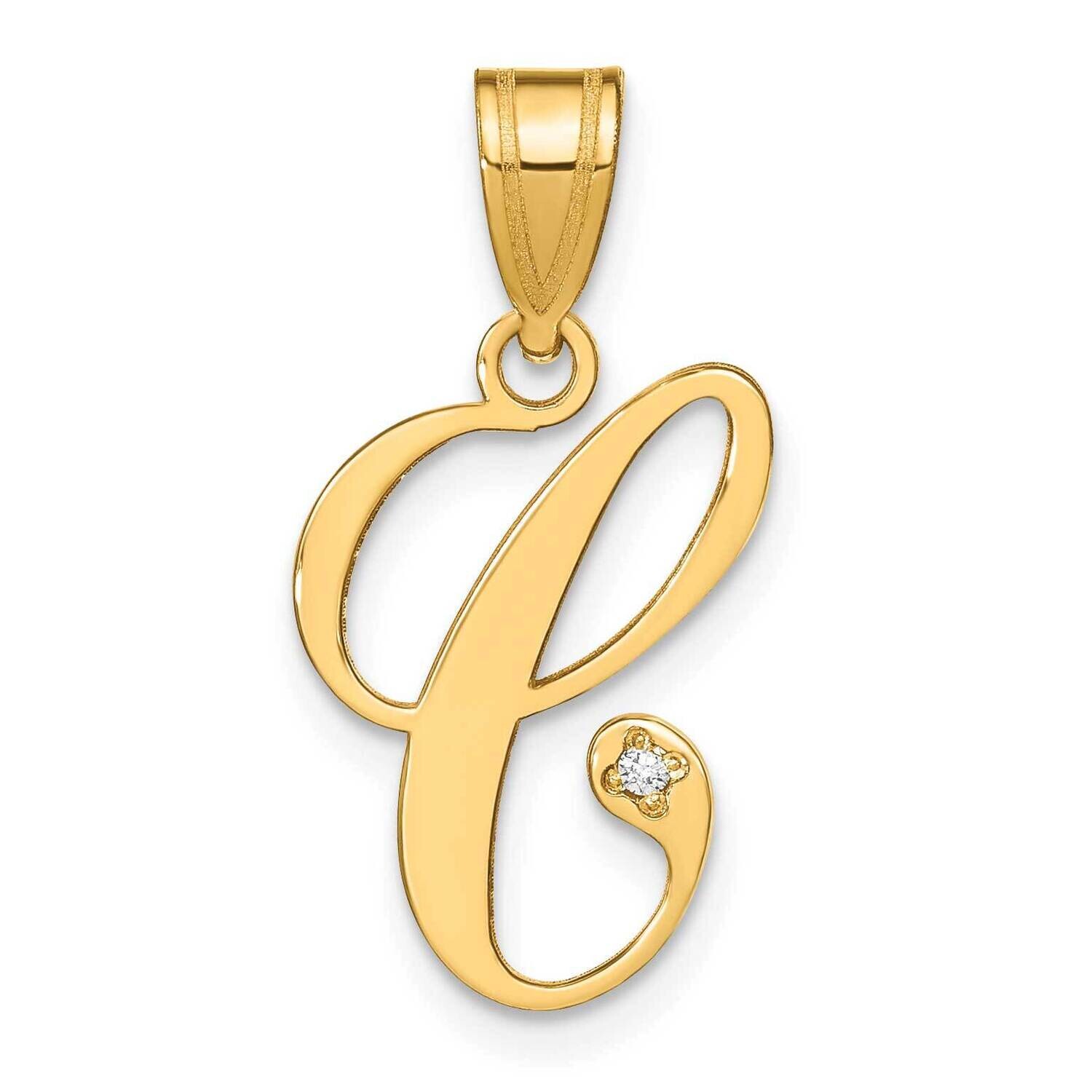 Script Letter C Initial Pendant Diamond 14k Gold YC252C, MPN: YC252C,