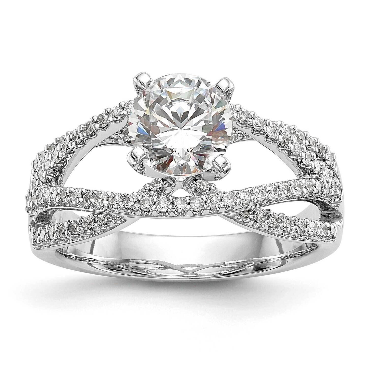 Criss-Cross Peg Set 3/8 Carat Diamond Semi-Mount Engagement Ring 14k White Gold RM2551E-039-WAA