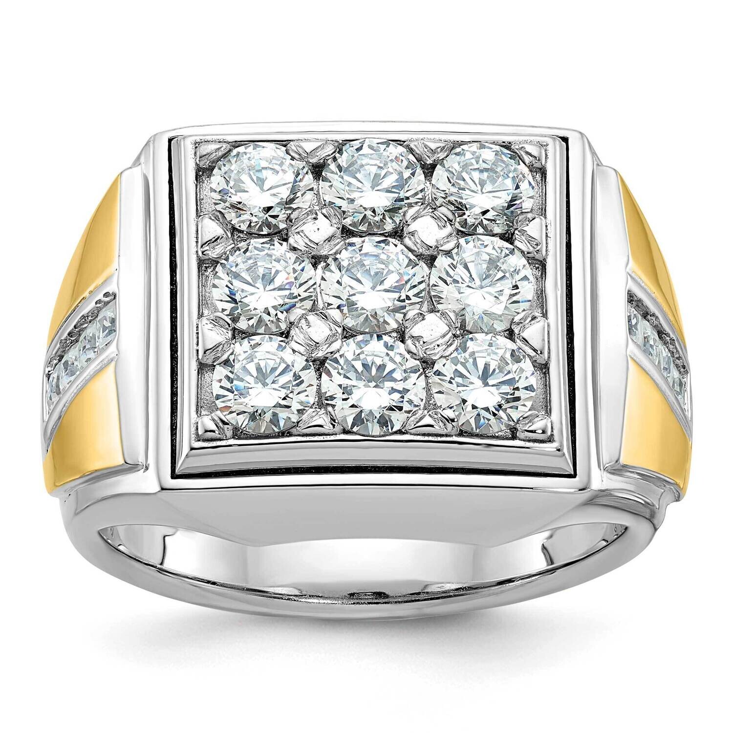 Ibgoodman Men&#39;s Polished 2 1/3 Carat Aa Quality Diamond Square Cluster Ring 14k Two-Tone Gold B5929…
