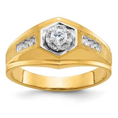 Ibgoodman Men&#39;s Polished Satin 1/3 Carat Diamond Complete Ring 14k Gold B58307-4YAA by IBGoodman, M…