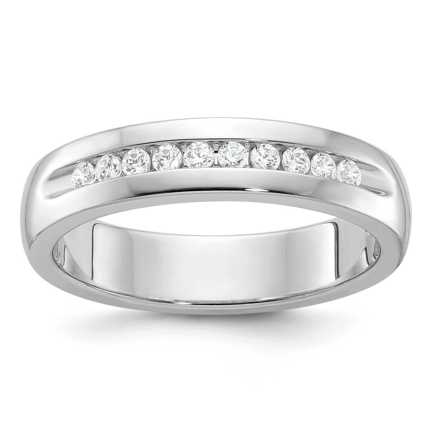 Ibgoodman Men&#39;s Polished Grooved 10-Stone 1/4 Carat Aa Quality Diamond Ring 14k White Gold B90513-4…