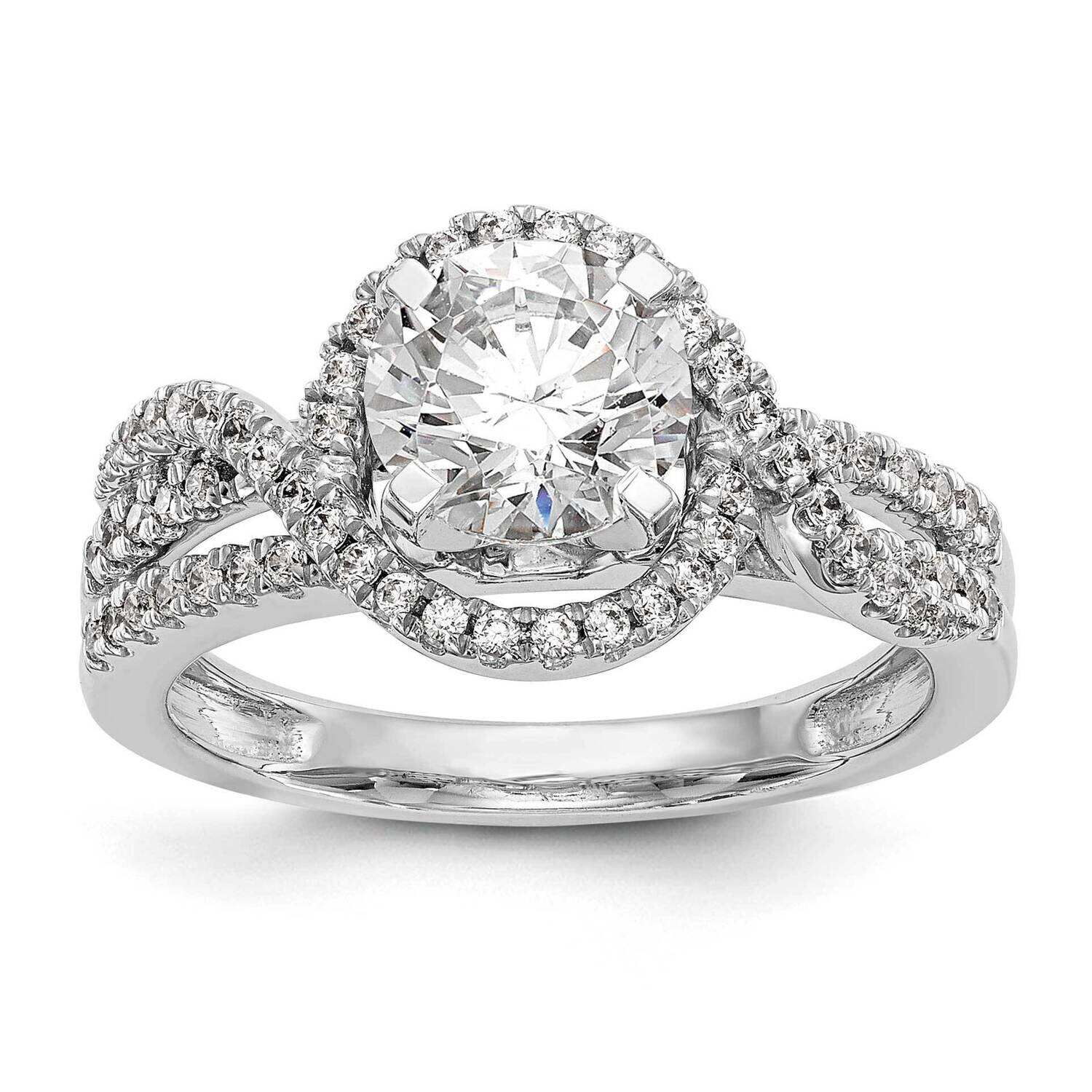 Halo Plus Peg Set 1/3 Carat Diamond Semi-Mount Engagement Ring 14k White Gold RM2195E-030-WAA