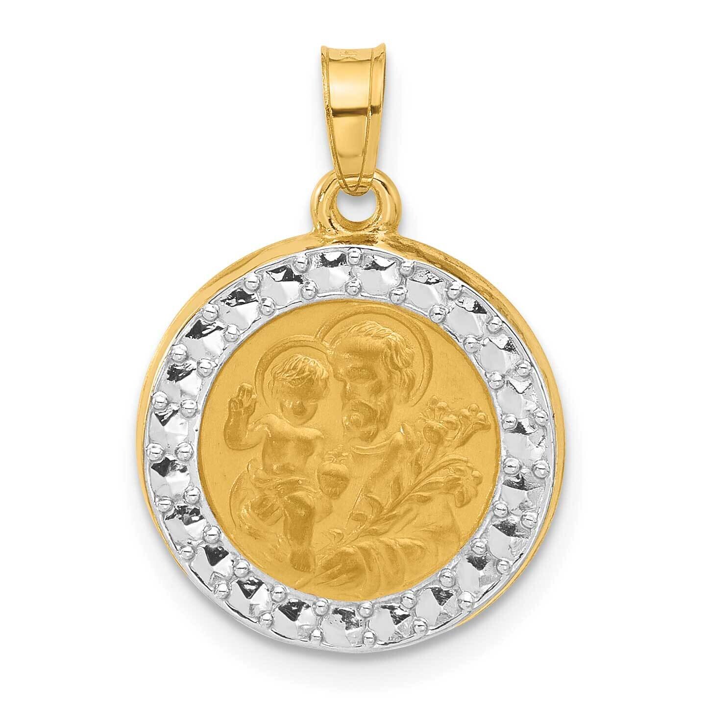 Hollow St. Joseph Medal 14k Gold White Rhodium XR2143 by Men&#39;s Jewelry and Accessories, MPN: XR2143,