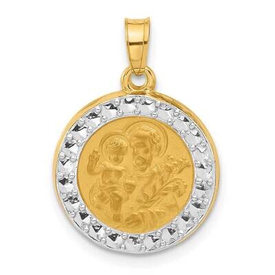 Hollow St. Joseph Medal 14k Gold White Rhodium XR2143 by Men&#39;s Jewelry and Accessories, MPN: XR2143,