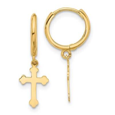 Hinged Dangle Cross Hoop Earrings 14k Gold YE2222, MPN: YE2222, 196904098844