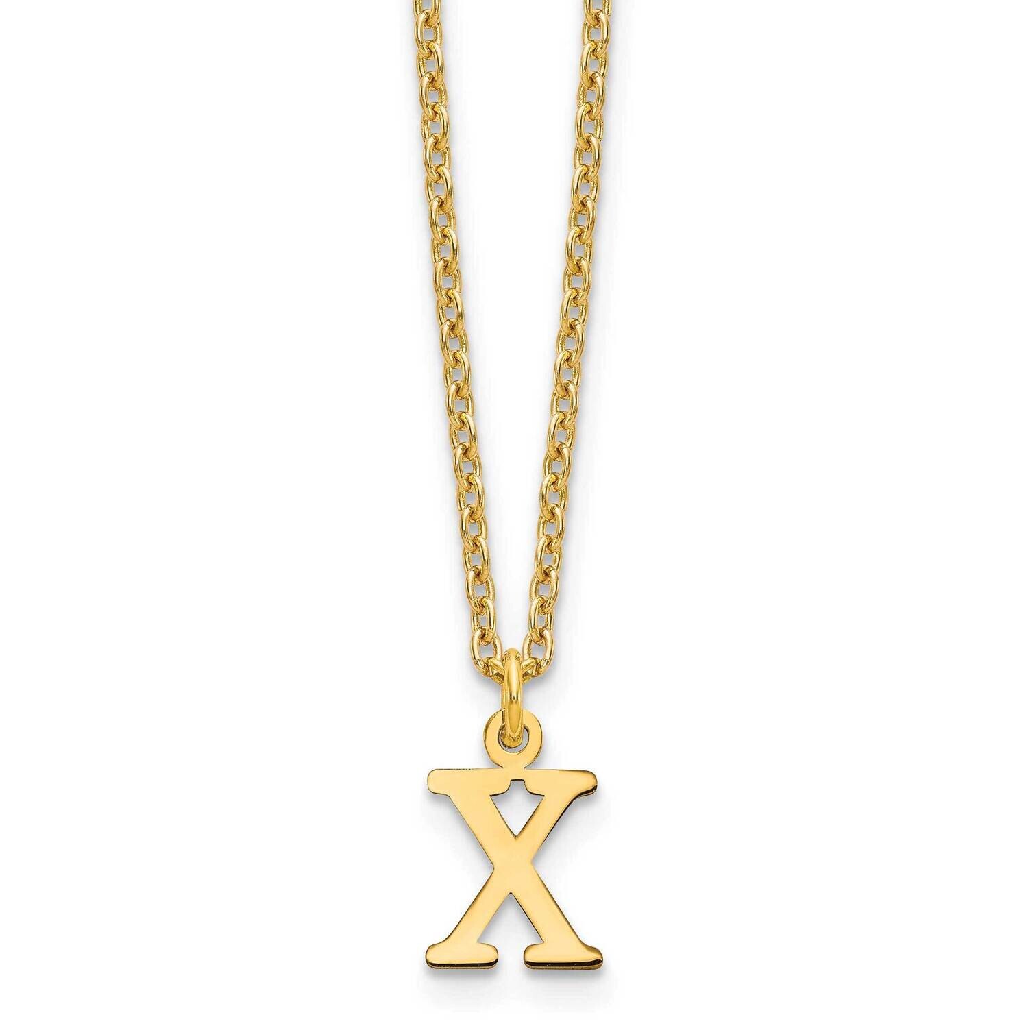 Gold-Plated Cutout Letter X Initial Necklace Sterling Silver XNA727GP/X