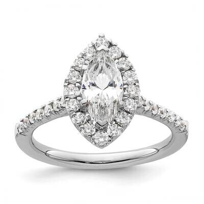 Halo Holds 1.25 Carat 10.3X5.3mm Marquise Center 1/2 Carat Diamond Semi-Mount Engagement Ring 14k W…
