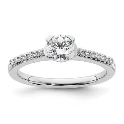 Holds 1/2 Carat 5.00mm Round Center 1/15 Carat Diamond Semi-Mount Engagement Ring 14k White Gold RM…
