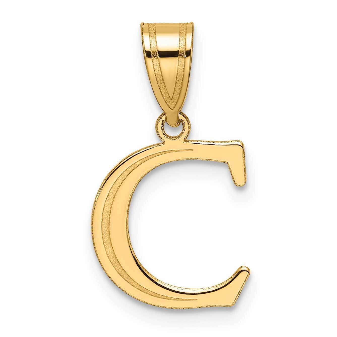 Etched Letter C Initial Pendant 14k Polished Gold YC1539C, MPN: YC1539C,